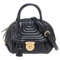 Salvatore Ferragamo Black Quilted Leather Small Fiamma Satchel