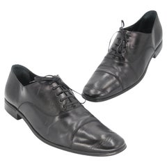Used Salvatore Ferragamo Black Remigo Captoe Leather Oxford Shoes