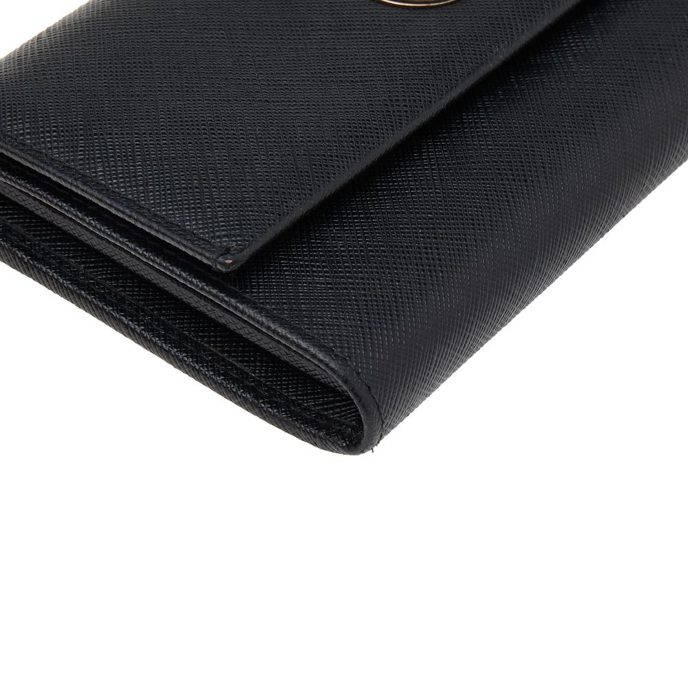 Women's Salvatore Ferragamo Black Saffiano Leather Continental Wallet