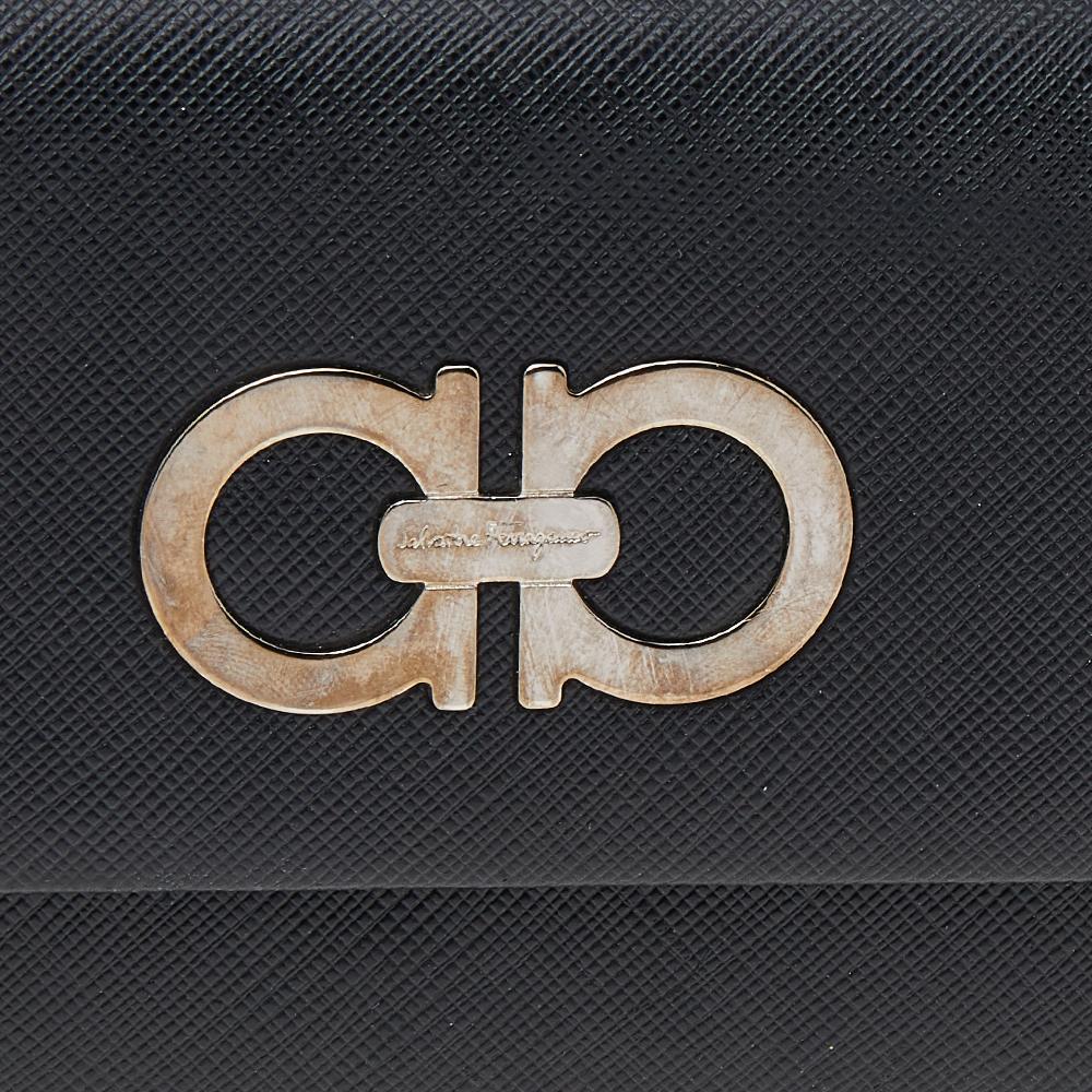 Salvatore Ferragamo Black Saffiano Leather Continental Wallet 4