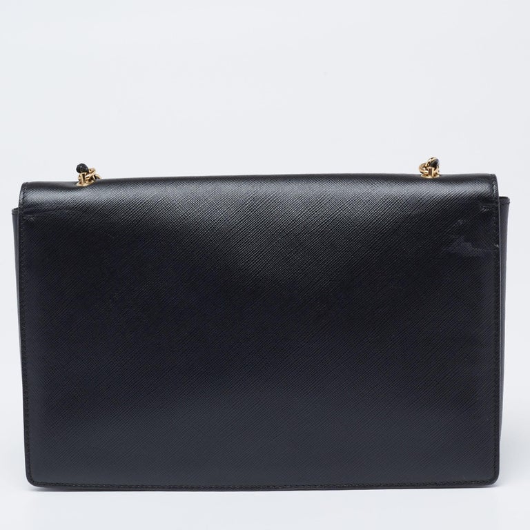 Salvatore Ferragamo Black Saffiano Leather Vara Bow Shoulder Bag at 1stDibs