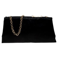 Salvatore Ferragamo Black Satin Clutch