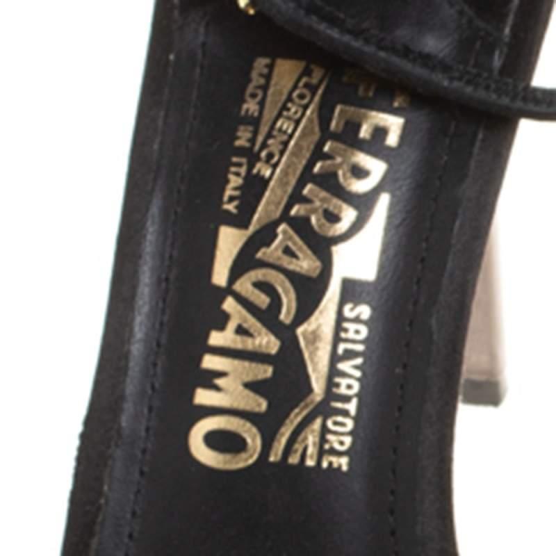 Salvatore Ferragamo Black Satin Embellished Heel Ankle Strap Sandals Size 40 3
