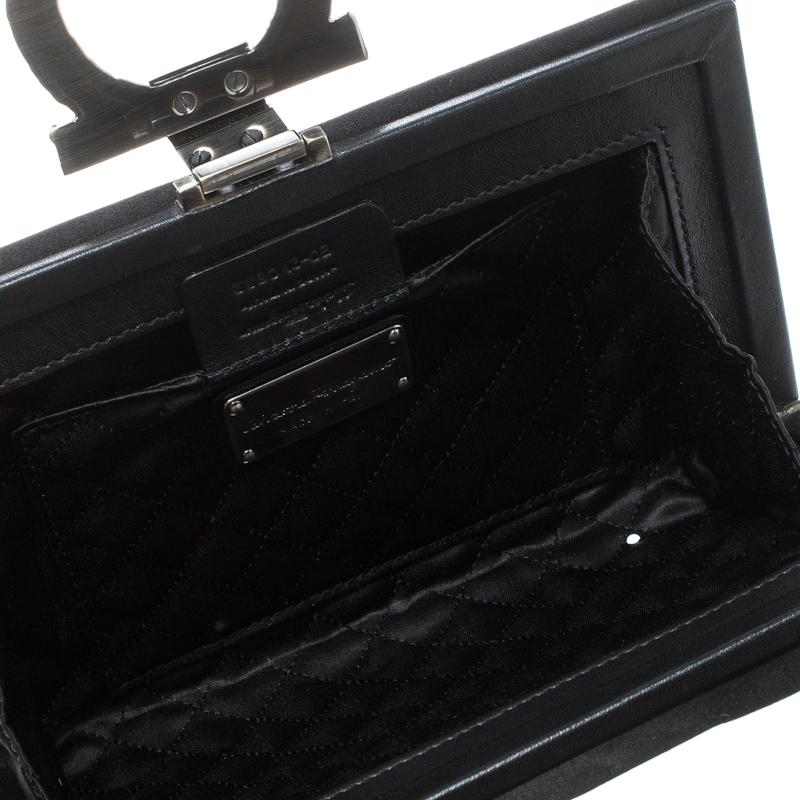 Salvatore Ferragamo Black Satin Gancini Clutch 2