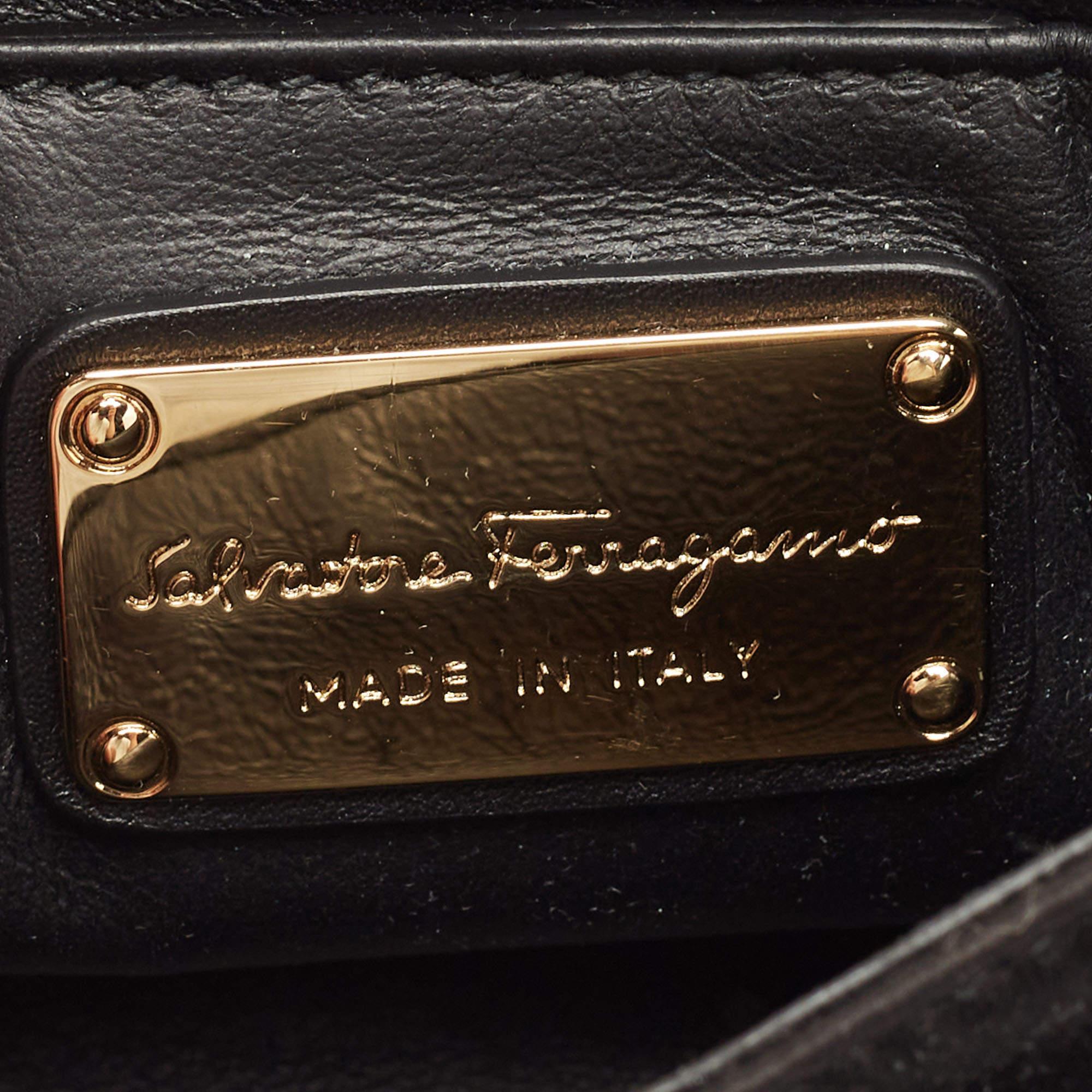 Salvatore Ferragamo Black Satin Mini Sofia Top Handle Bag 7