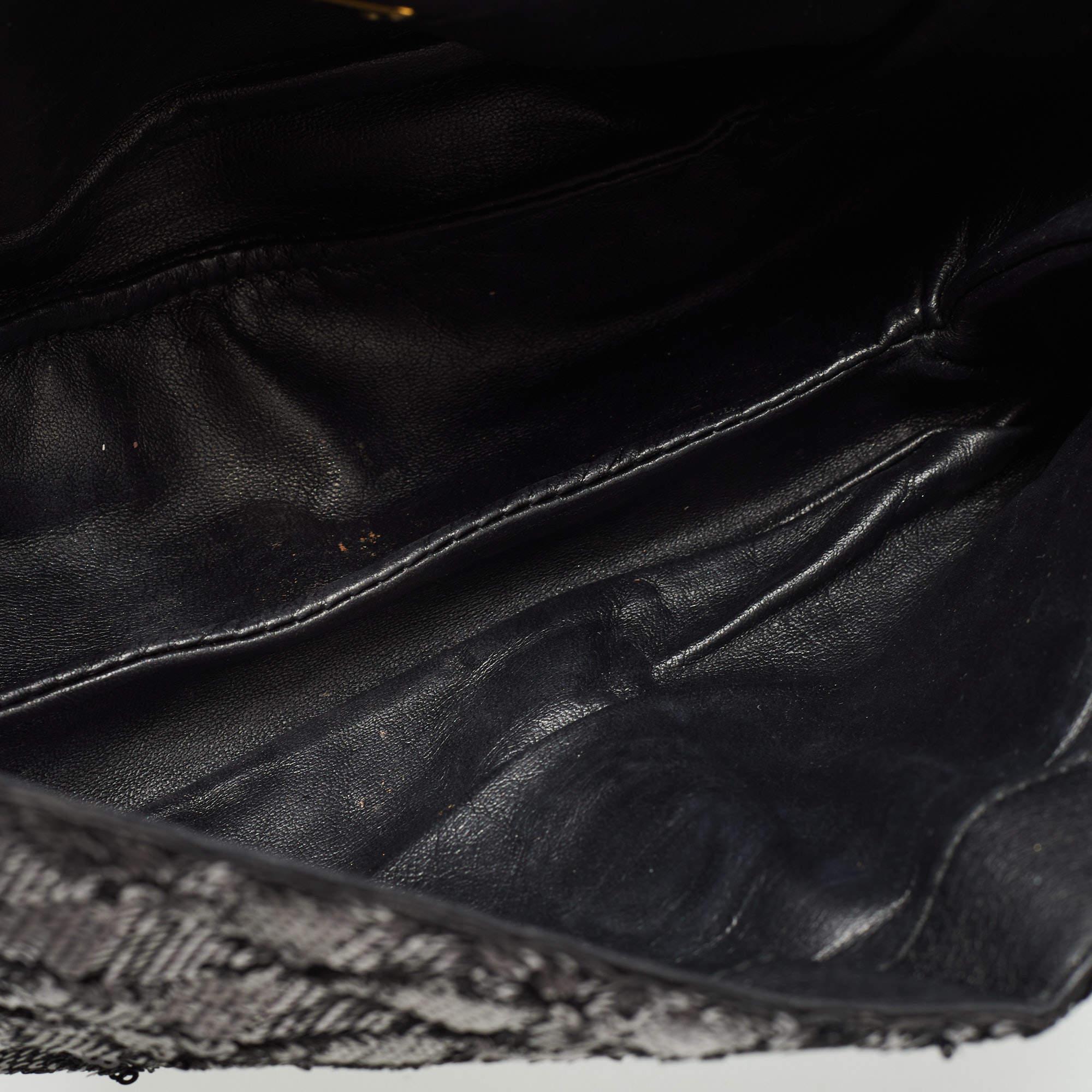 Salvatore Ferragamo Black Sequin and Leather Vara Bow Shoulder Bag 7