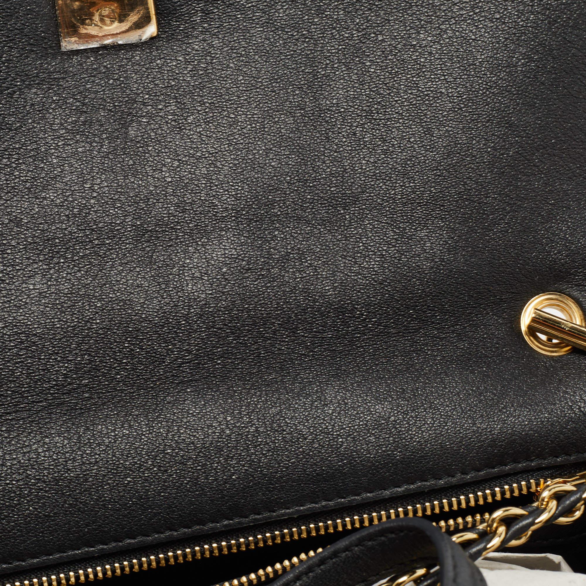 Salvatore Ferragamo Black Sequin and Leather Vara Bow Shoulder Bag 2