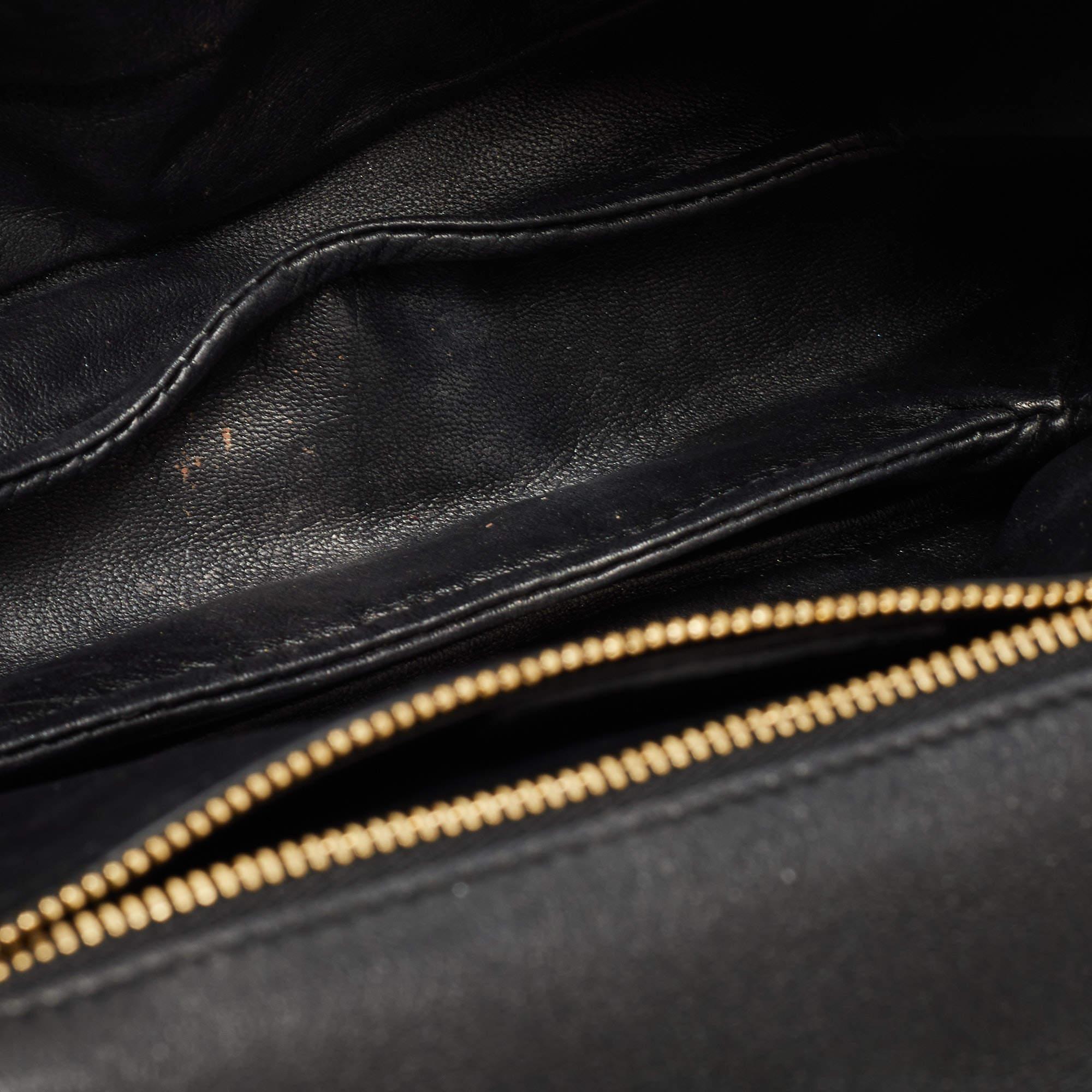 Salvatore Ferragamo Black Sequin and Leather Vara Bow Shoulder Bag 3