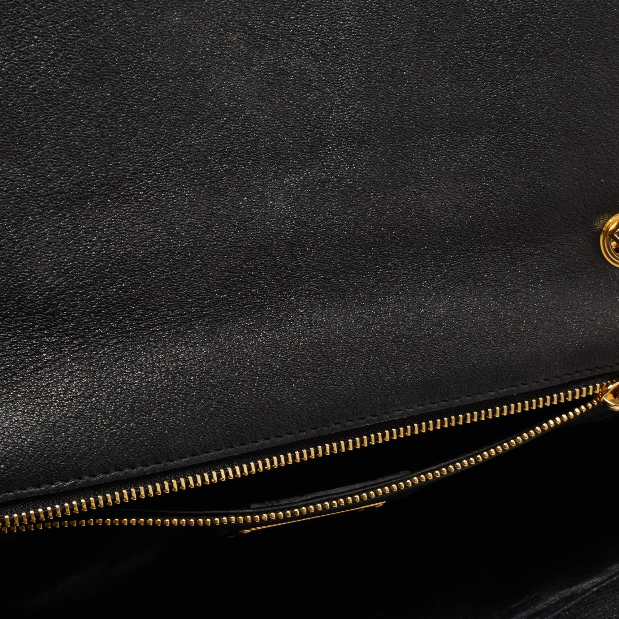 Salvatore Ferragamo Black Sequin and Leather Vara Bow Shoulder Bag 4