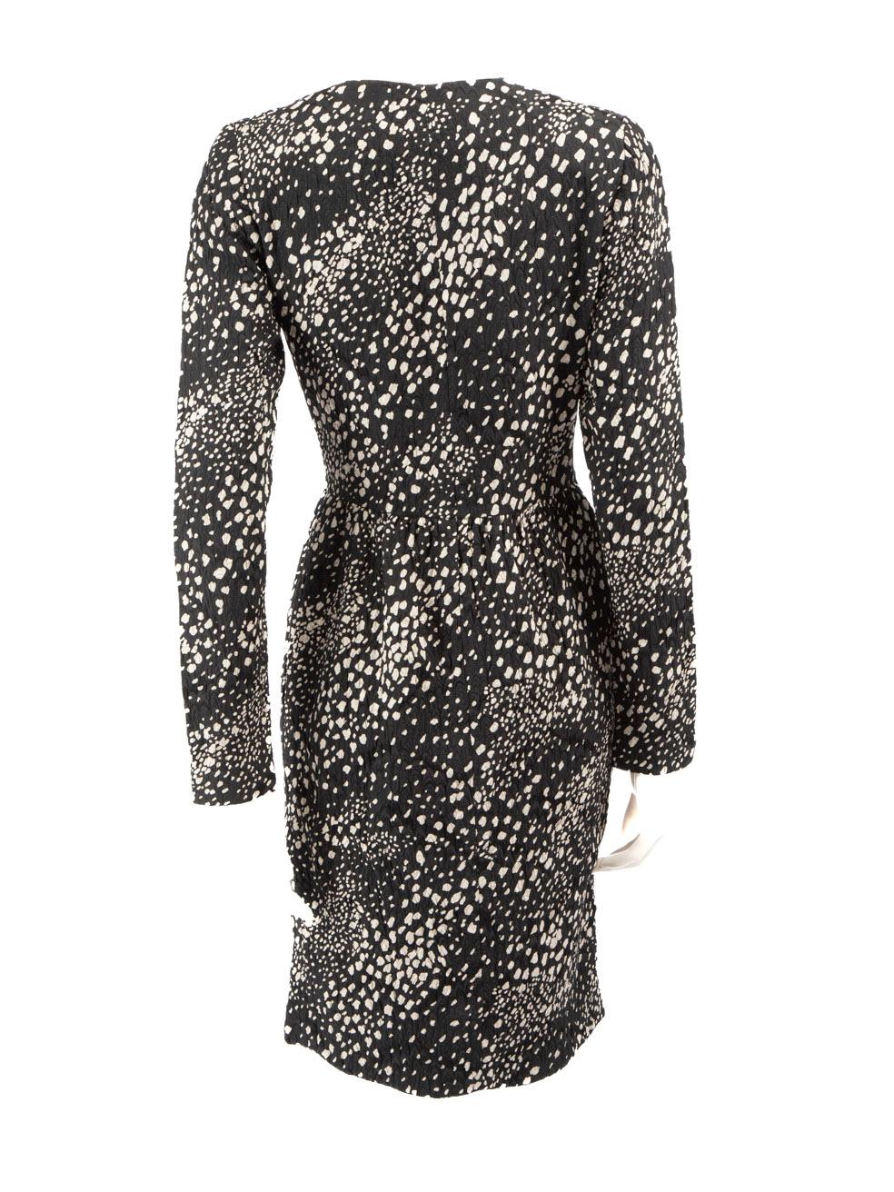 Salvatore Ferragamo Black Silk Patterned Dress Size S In Excellent Condition For Sale In London, GB