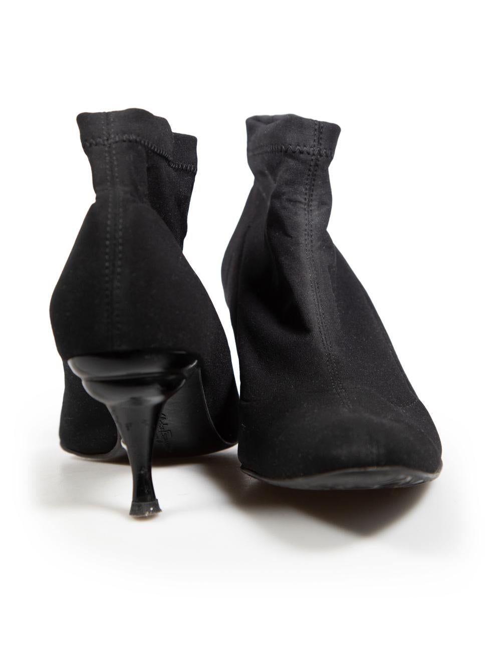Salvatore Ferragamo Black Sock Heeled Boots Size US 10 In Good Condition In London, GB