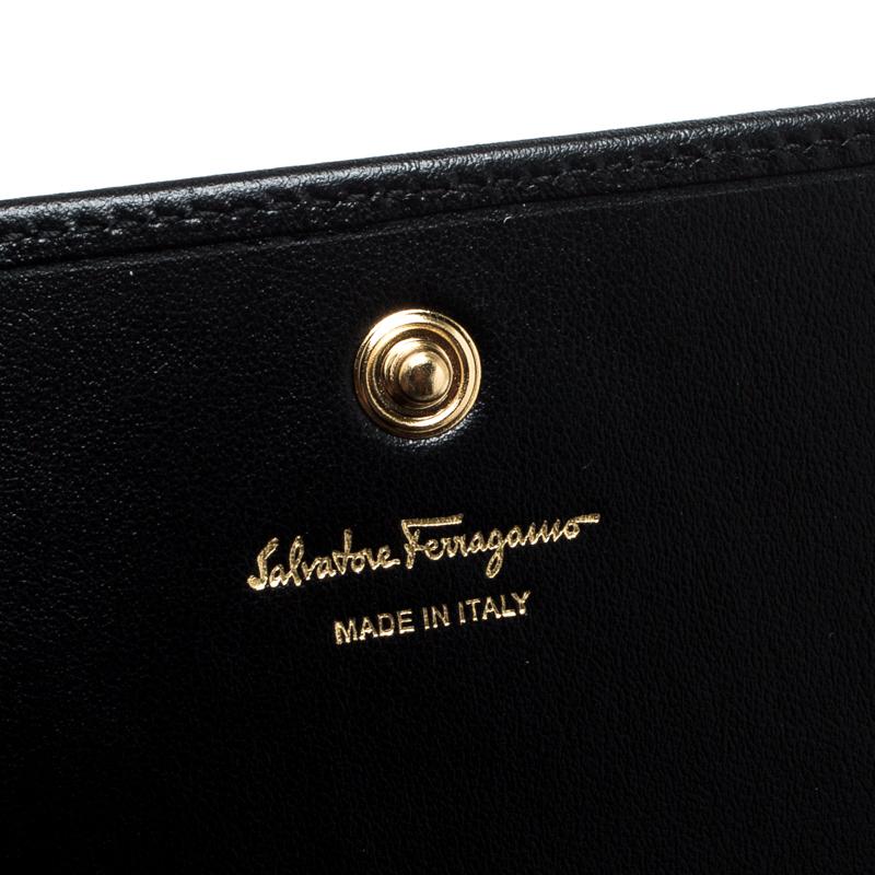 Salvatore Ferragamo Black Studded Leather Continental Wallet 4