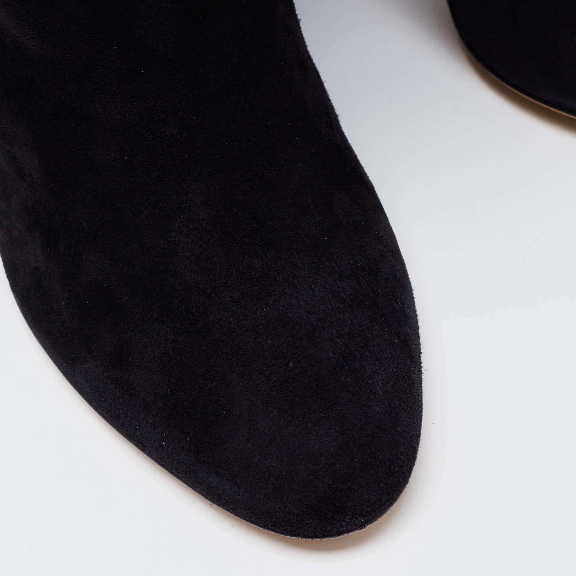 Women's Salvatore Ferragamo Black Suede and Fur Loris Ankle Boots Size 40