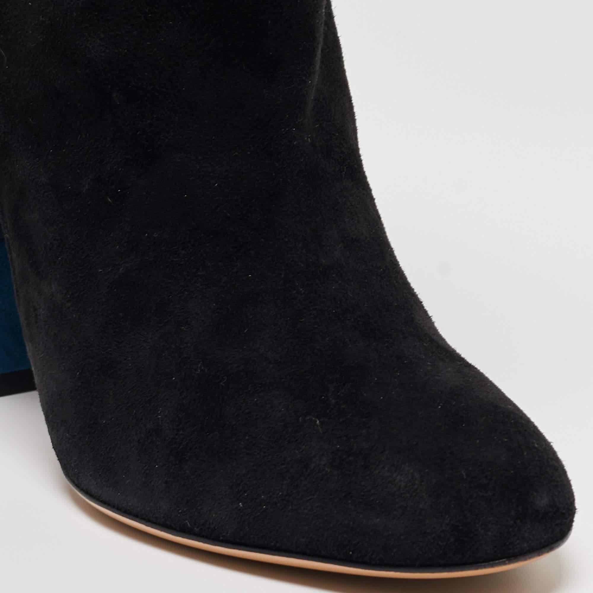 Salvatore Ferragamo Black Suede and Fur Loris Ankle Boots Size 40 For Sale 4