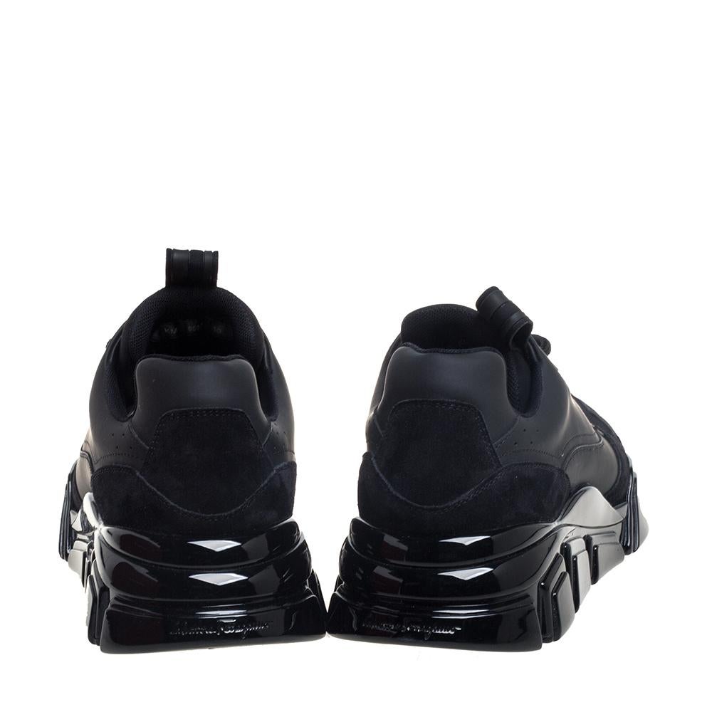 Salvatore Ferragamo Zapatillas bajas Booster 4 de ante y piel negras talla 44 Negro