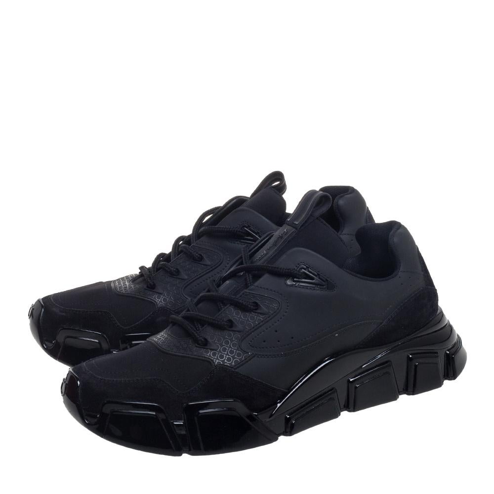Salvatore Ferragamo Zapatillas bajas Booster 4 de ante y piel negras talla 44 3