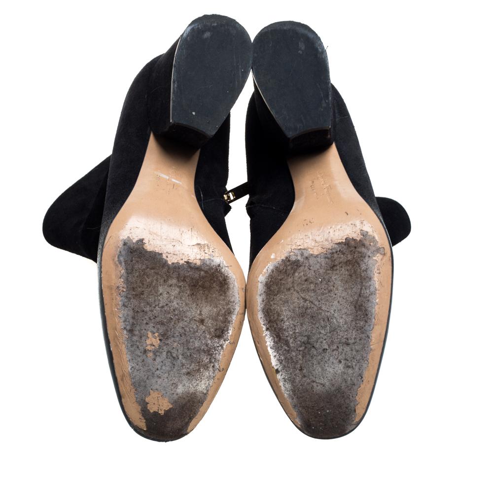 Women's Salvatore Ferragamo Black Suede And Leather Pisa Boots Size 39.5