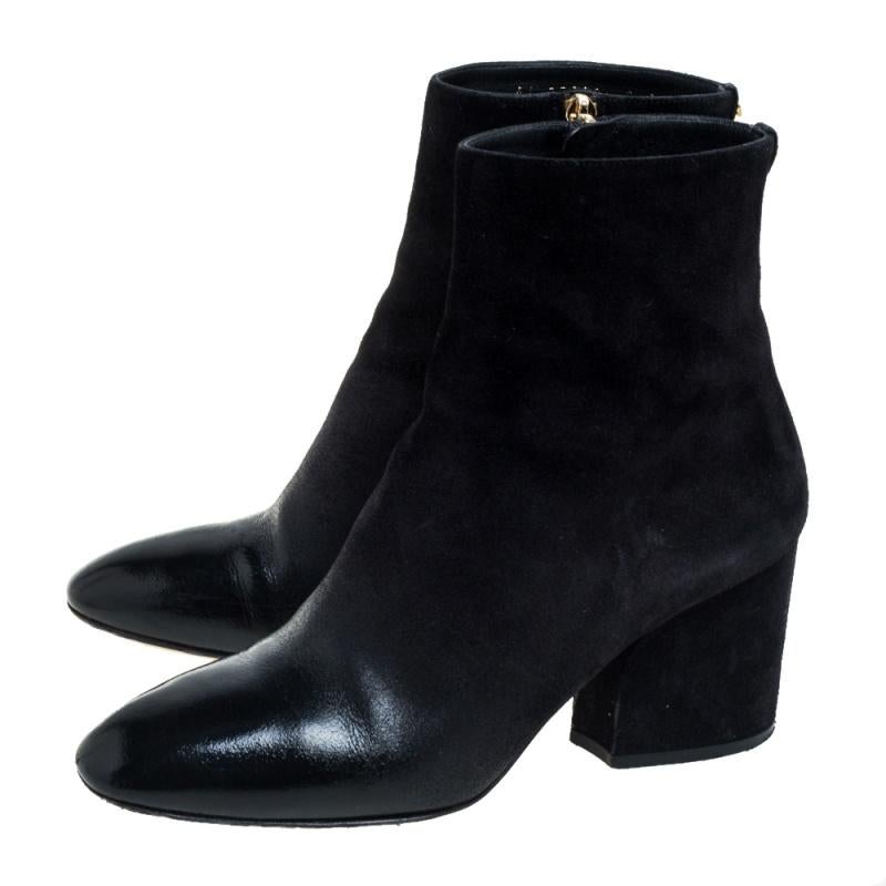 Salvatore Ferragamo Black Suede And Leather Pisa Boots Size 39.5 1