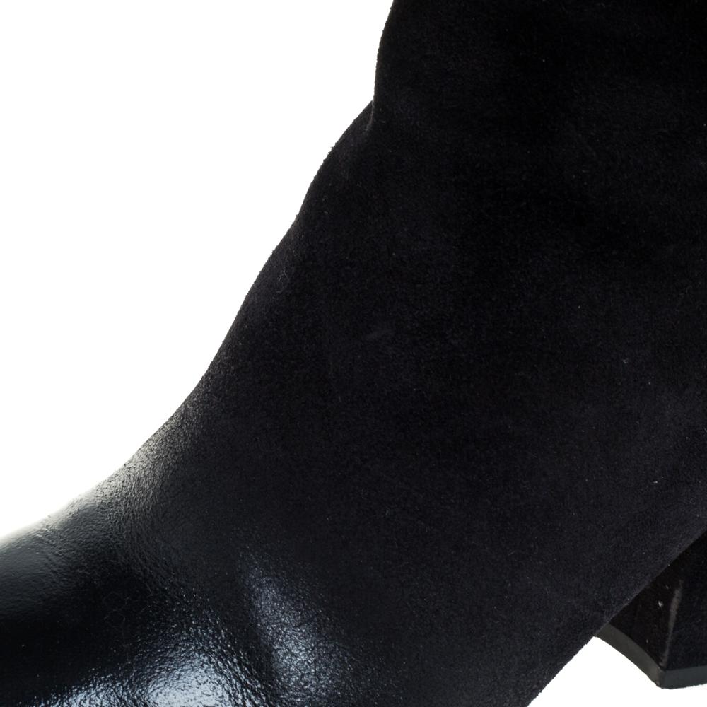 Salvatore Ferragamo Black Suede And Leather Pisa Boots Size 39.5 5