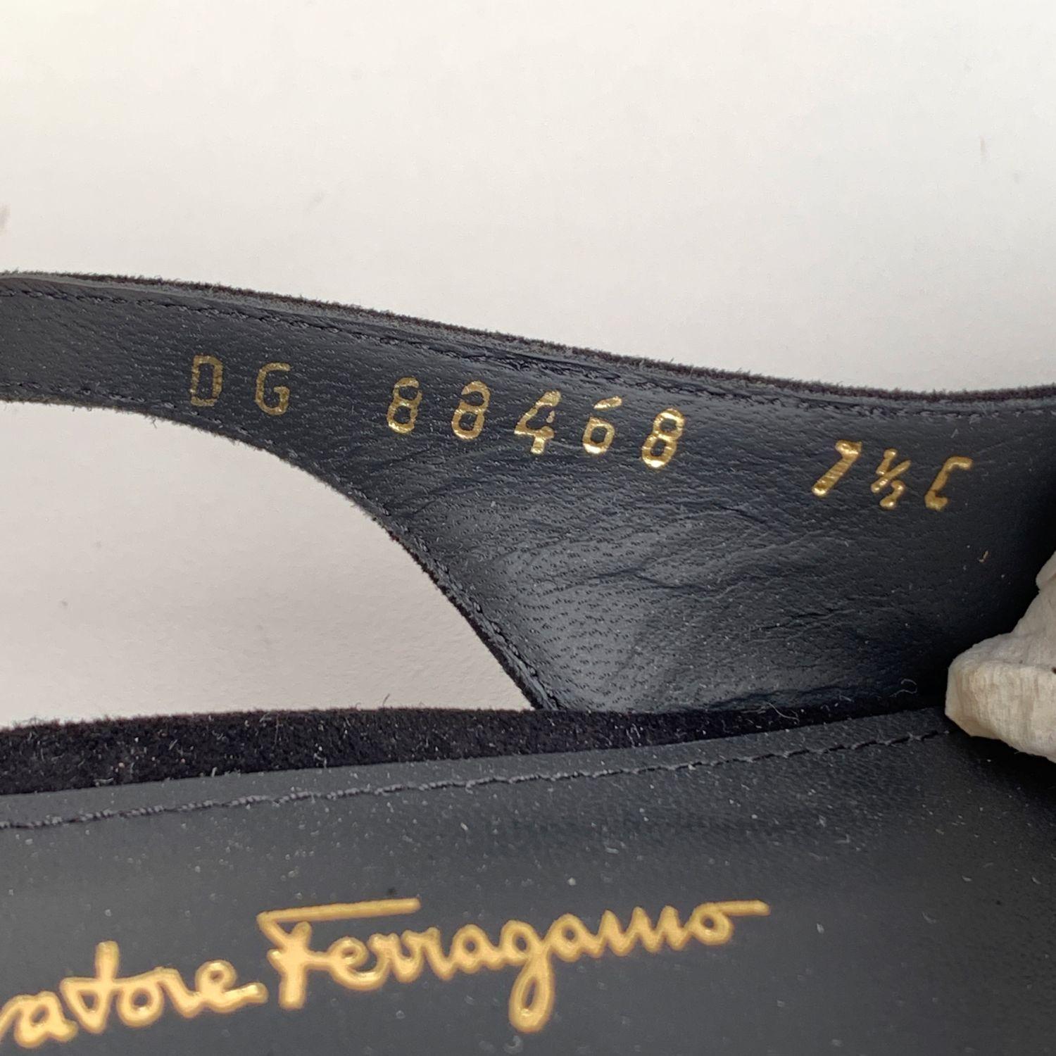 Salvatore Ferragamo Black Suede Buti 55 Slingback Heels Size 7.5C 38C 1