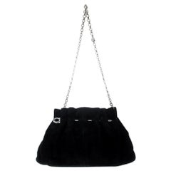 Salvatore Ferragamo Black Suede Chain Shoulder Bag