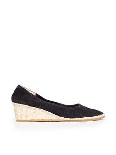 Salvatore Ferragamo Black Suede Espadrilles Wedges Size IT 40.5