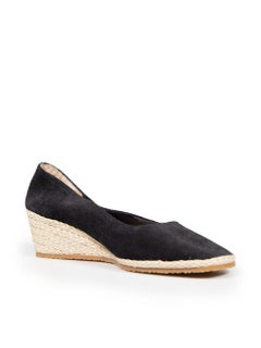 Salvatore Ferragamo Black Suede Espadrilles Wedges Size IT 40.5