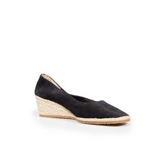 Salvatore Ferragamo Black Suede Espadrilles Wedges Size IT 40.5