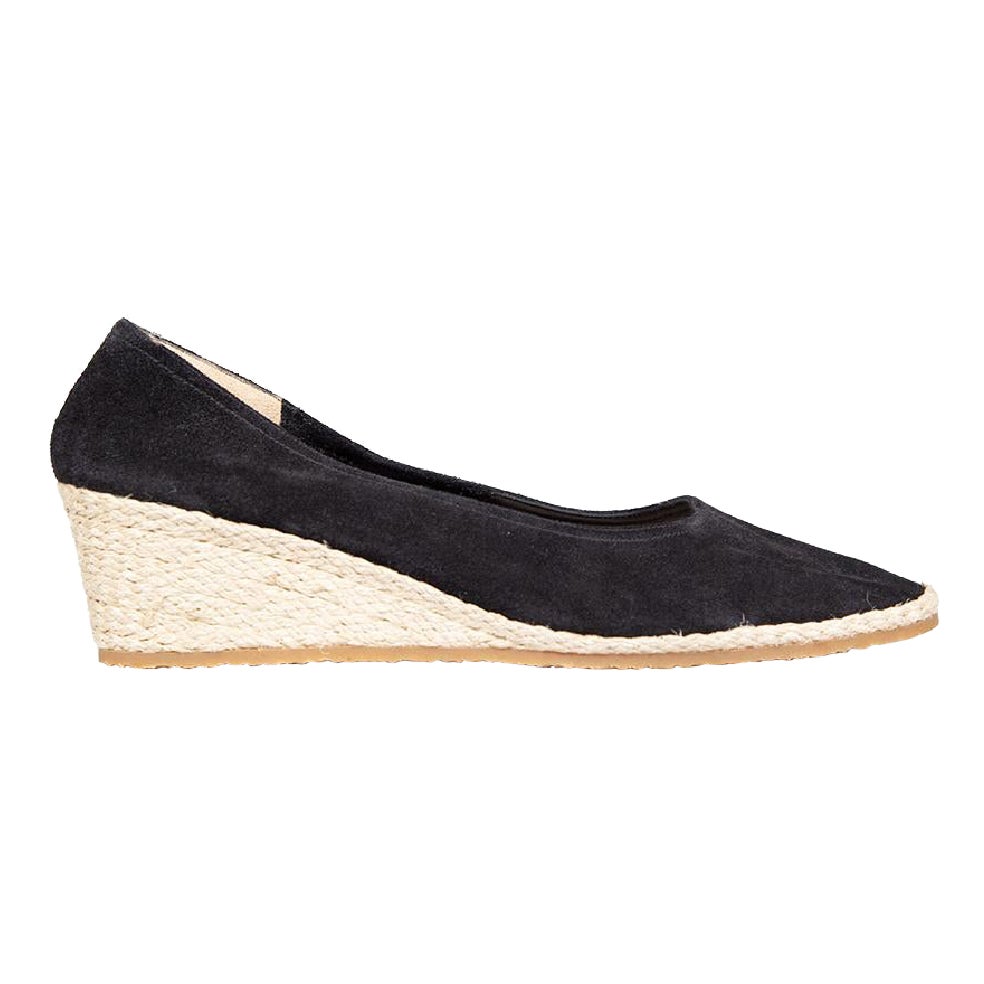 Salvatore Ferragamo Black Suede Espadrilles Wedges Size IT 40.5