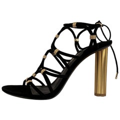 Salvatore Ferragamo Black Suede Fiuggi 105 Heeled Sandals 9C 39.5C