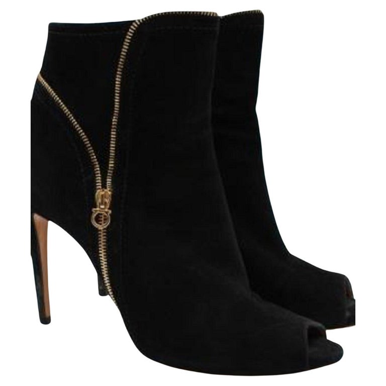 SALVATORE FERRAGAMO Suede Stitch Patchwork Boots