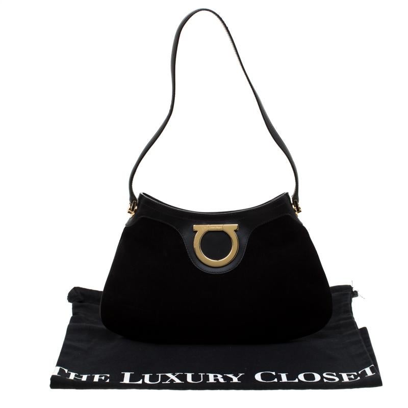 Salvatore Ferragamo Black Suede Hobo 7