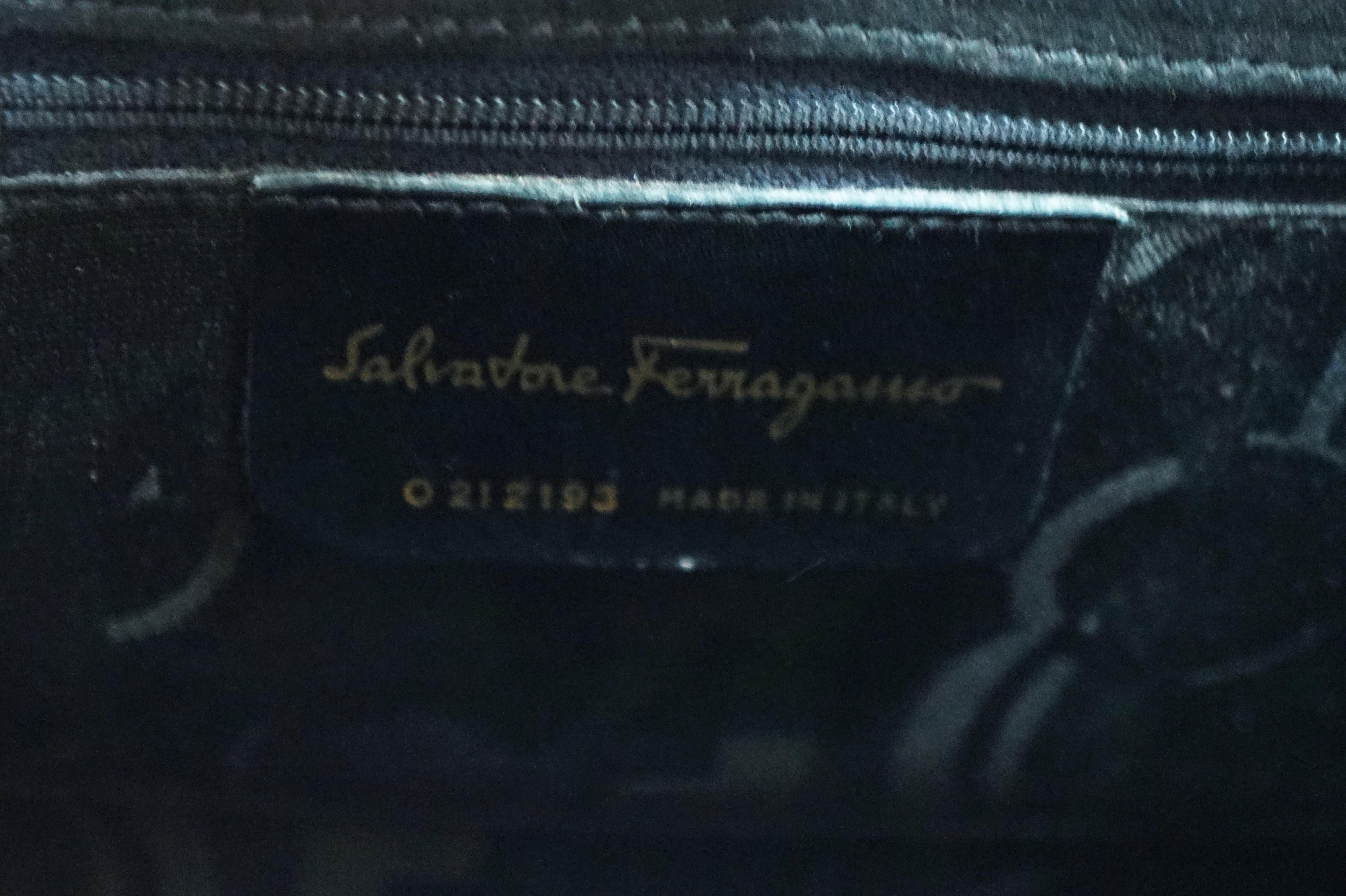 Salvatore Ferragamo Black Suede Kelly Style Vintage Handbag For Sale at ...