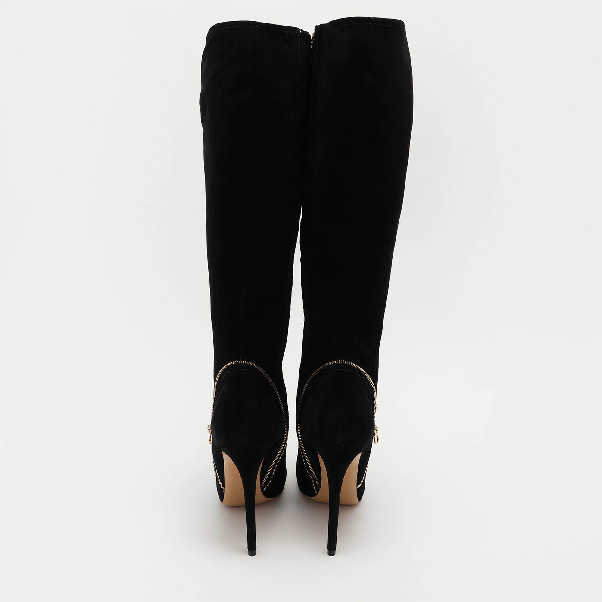 Salvatore Ferragamo - Bottes à genoux en daim noir Ronnie - Taille 40 Pour femmes en vente