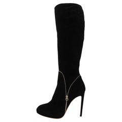 Salvatore Ferragamo Schwarze Ronnie knielange Stiefel aus Wildleder Größe 40