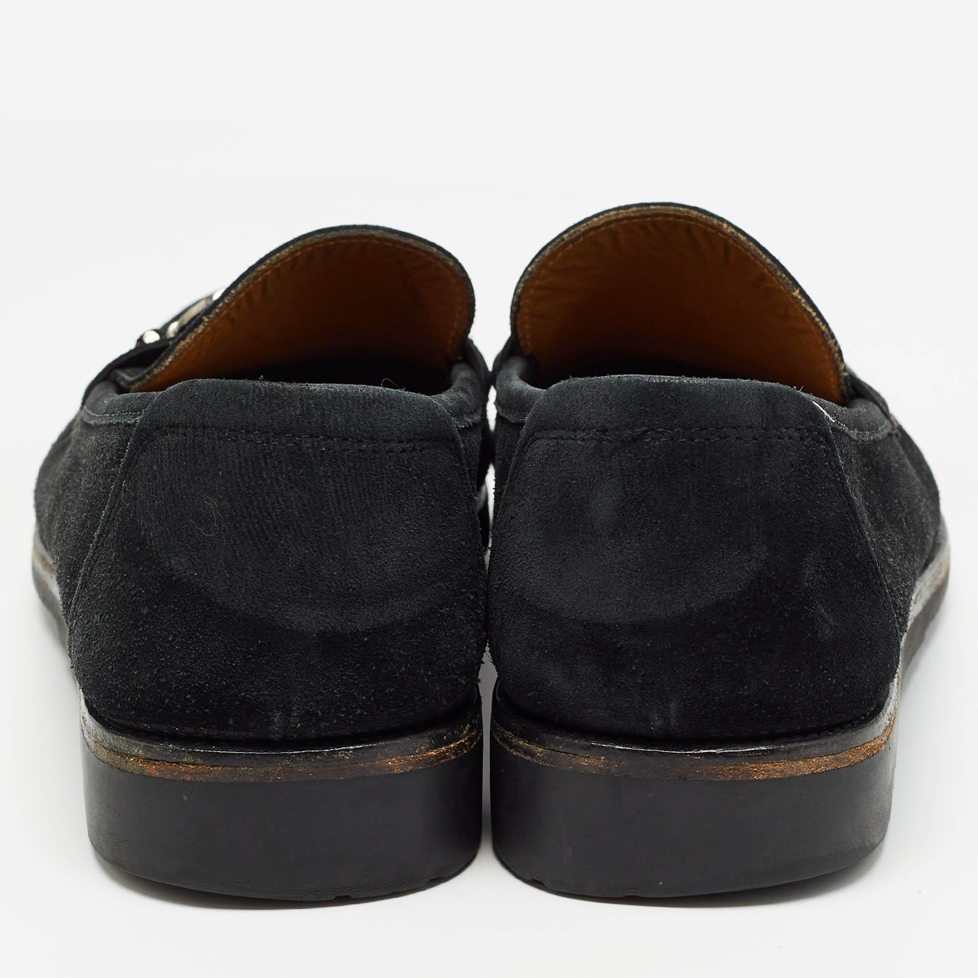 Salvatore Ferragamo Black Suede Slip On Loafers Size 44.5 For Sale 1