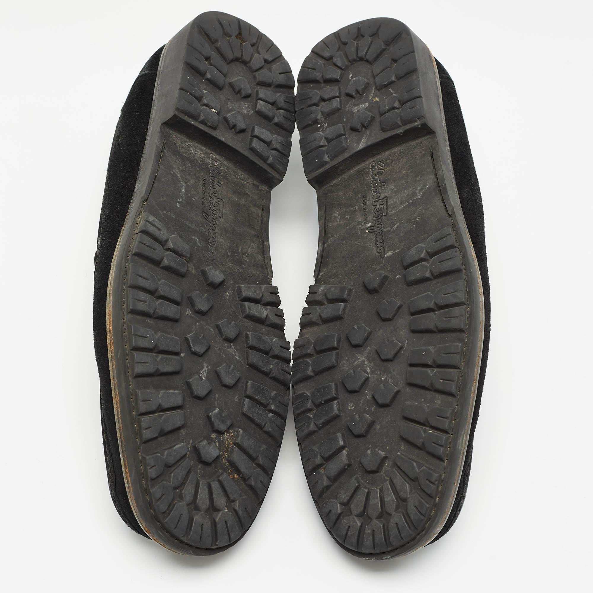 Salvatore Ferragamo Black Suede Slip On Loafers Size 44.5 For Sale 2