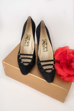 Salvatore Ferragamo Black Suede Stilettoes