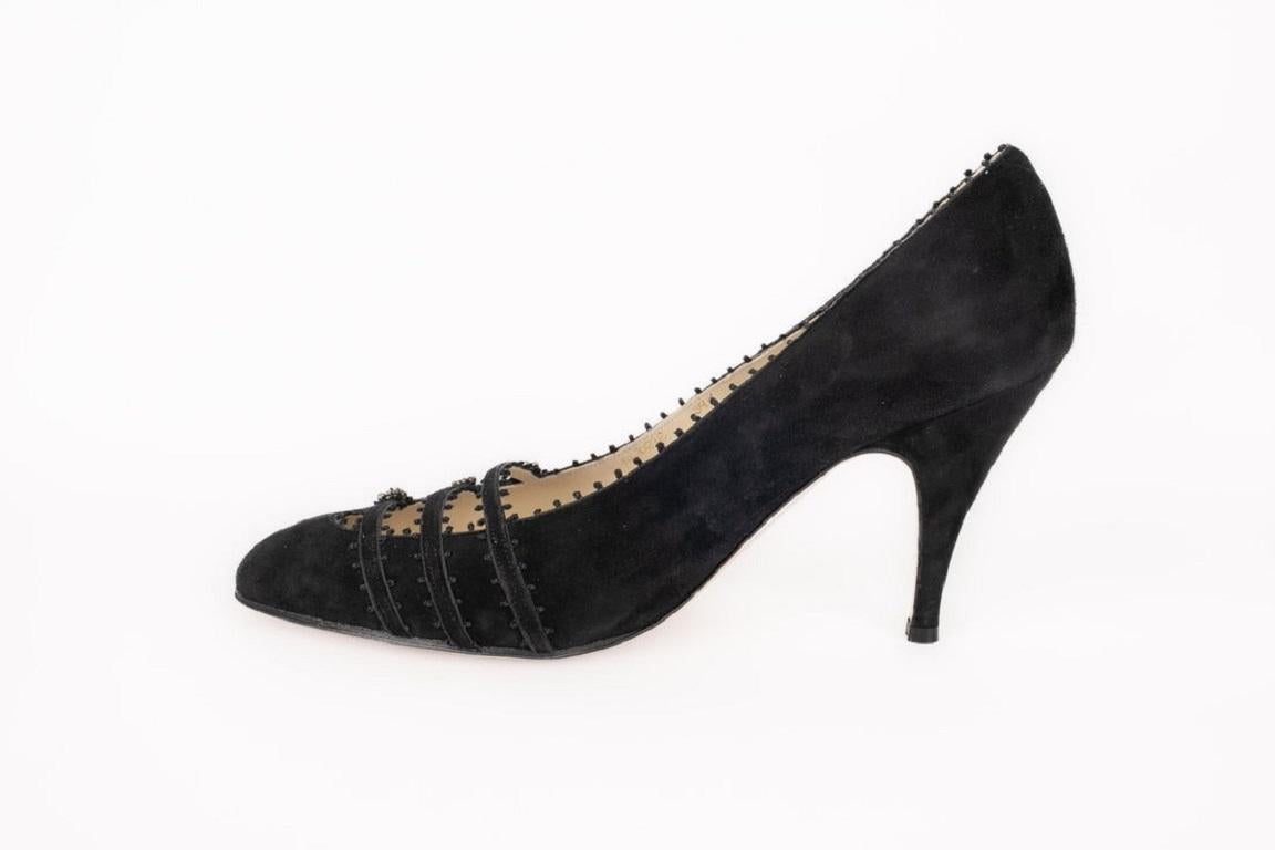 Salvatore Ferragamo Black Suede Stilettoes In Excellent Condition In SAINT-OUEN-SUR-SEINE, FR