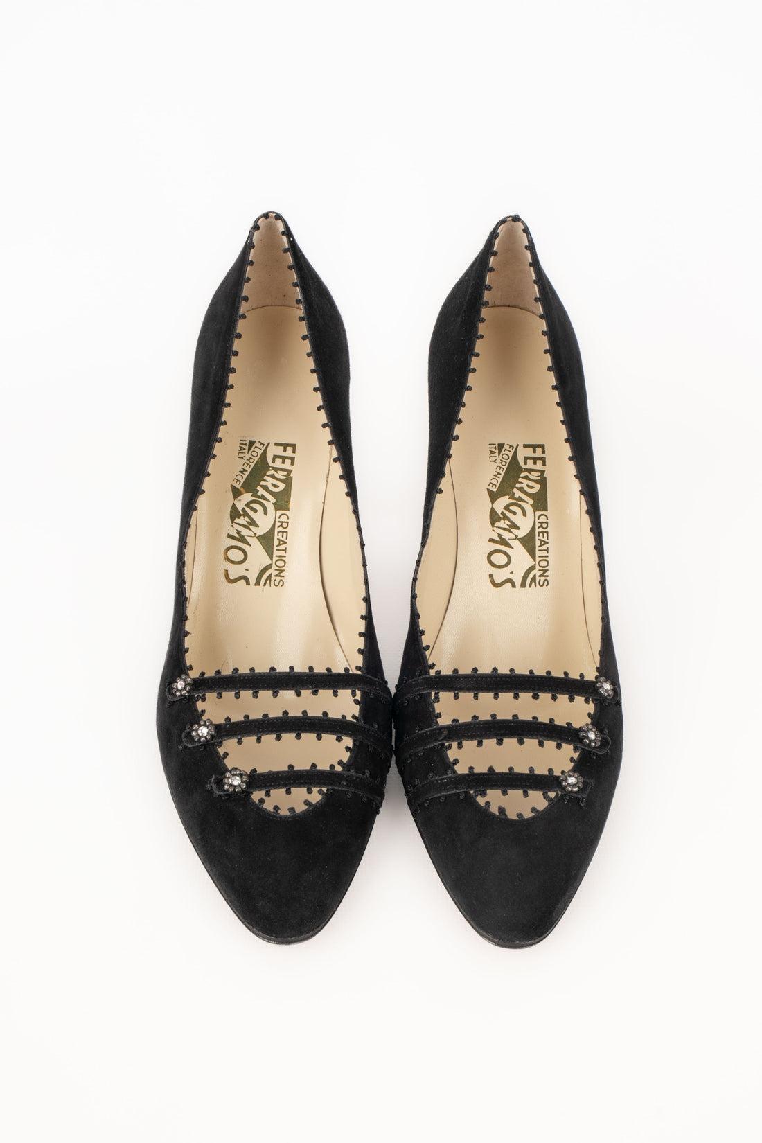 Salvatore Ferragamo Black Suede Stilettoes 2