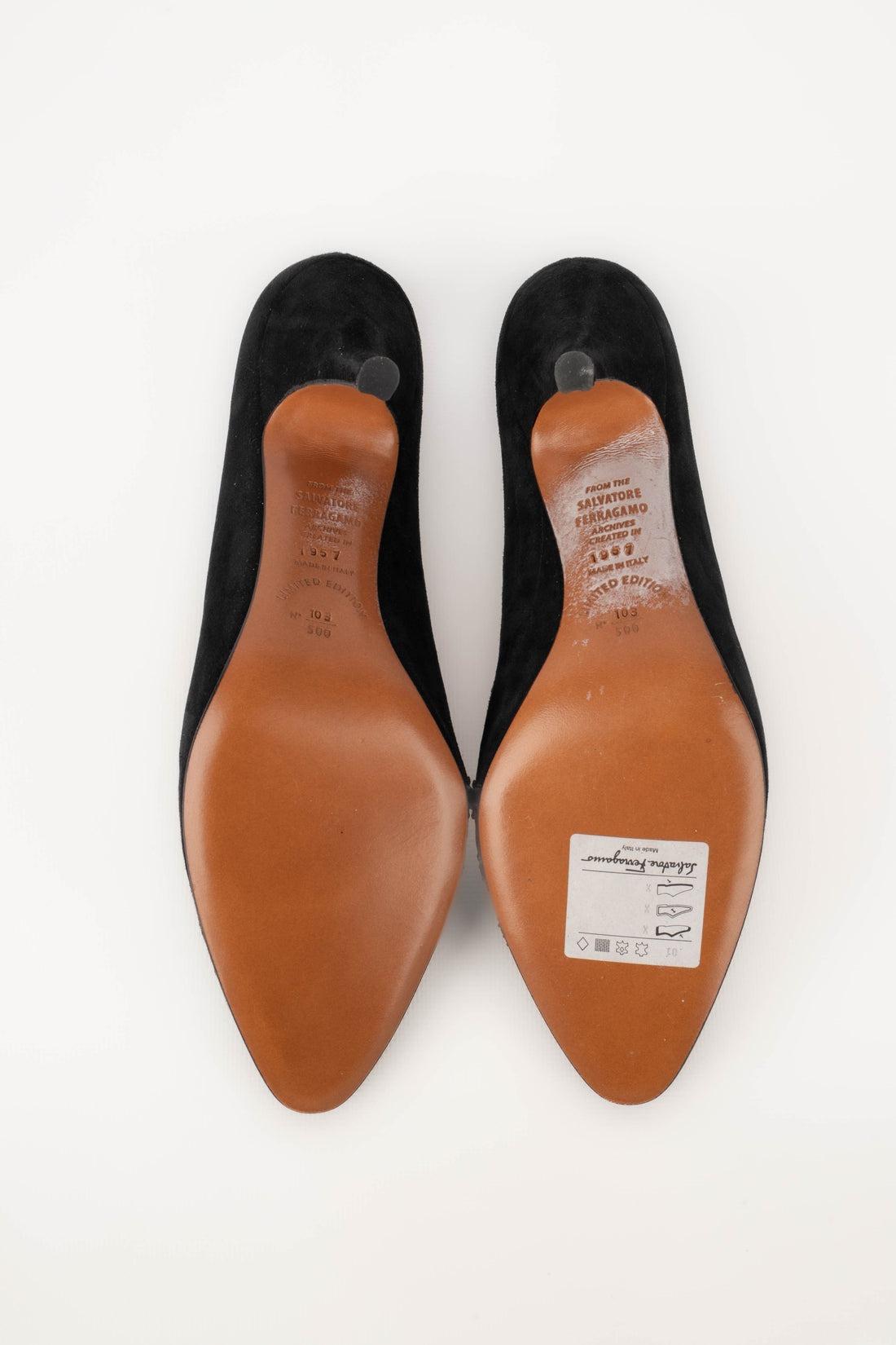 Salvatore Ferragamo Black Suede Stilettoes 3