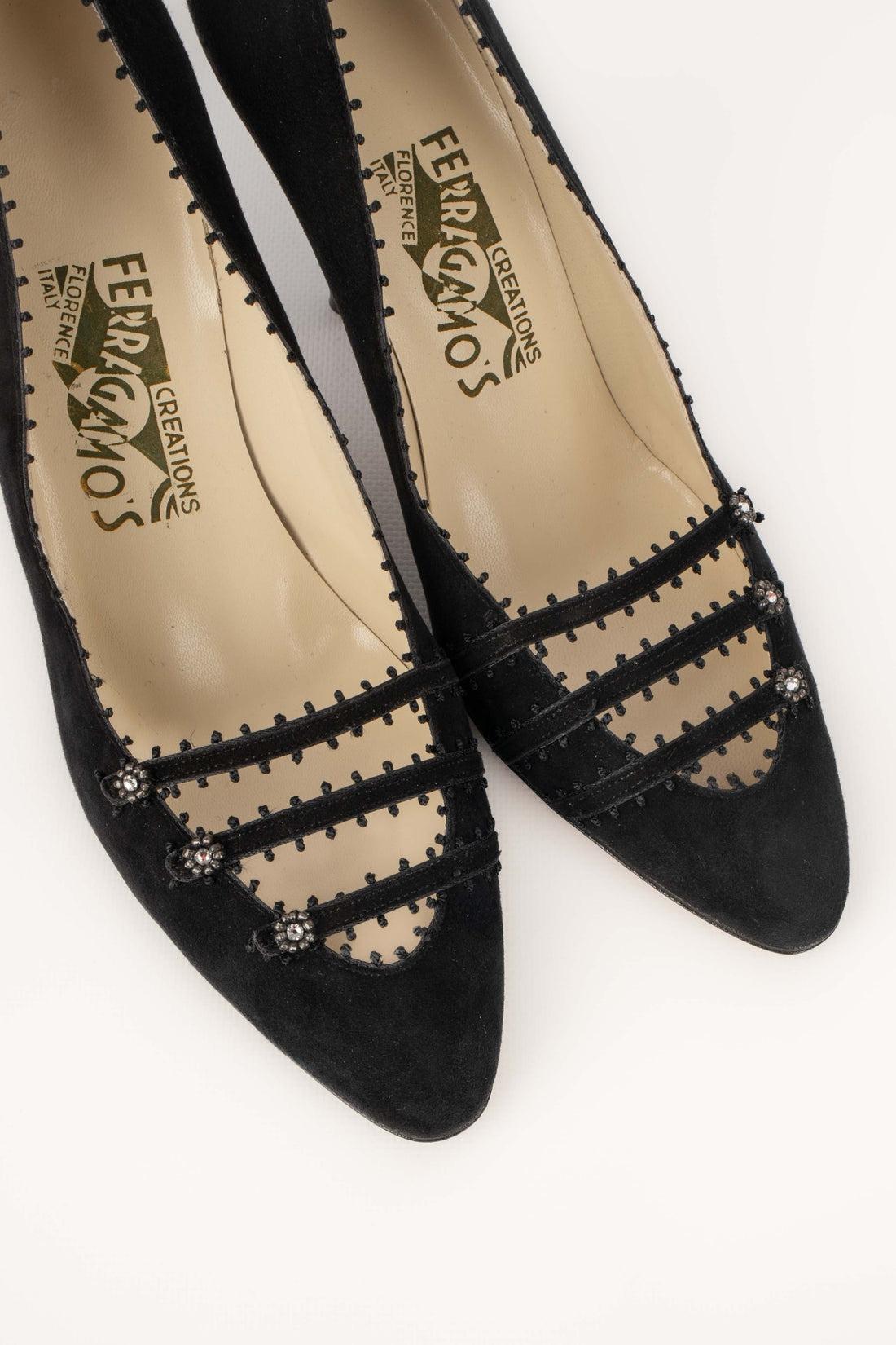 Salvatore Ferragamo Black Suede Stilettoes 4