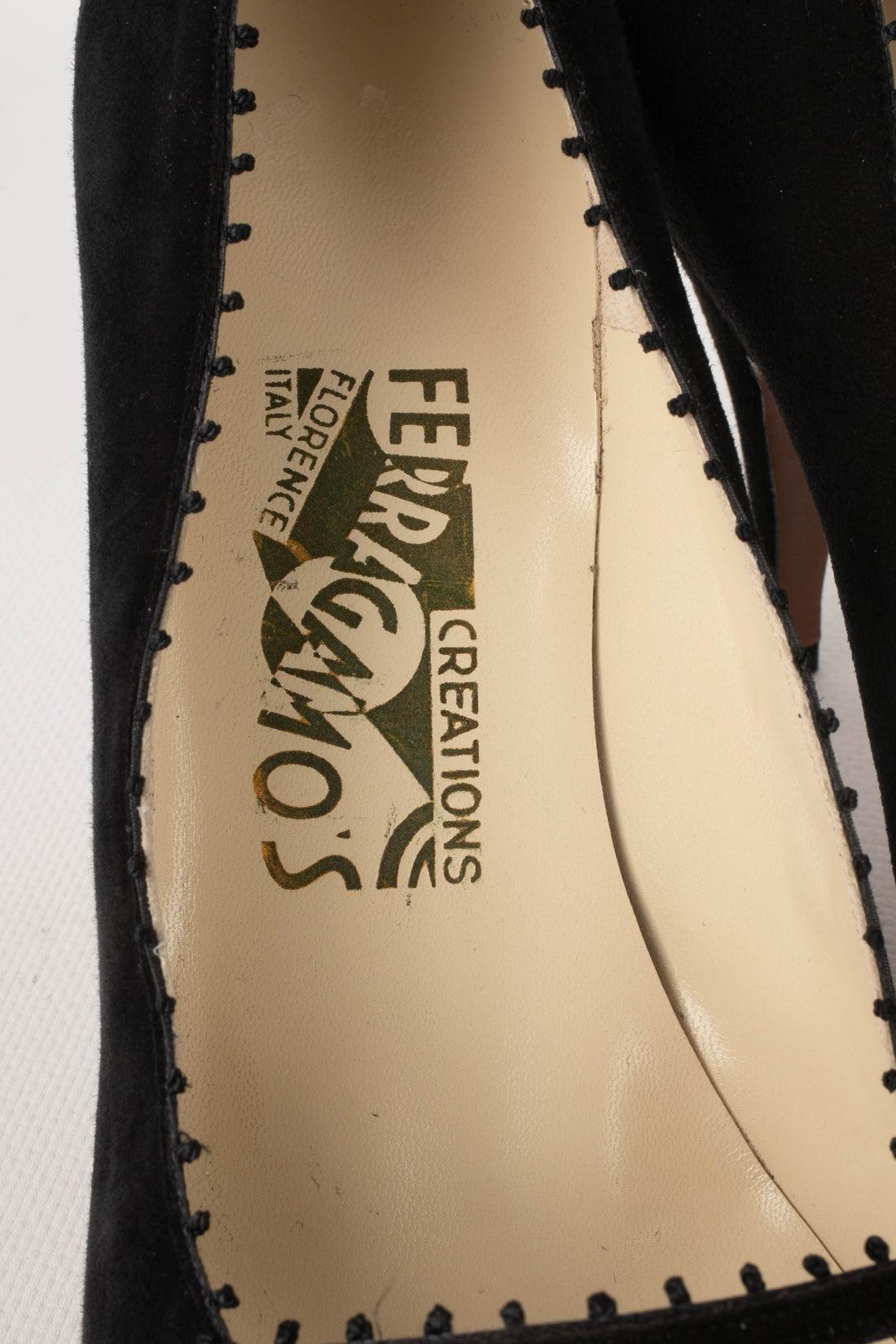 Salvatore Ferragamo Black Suede Stilettoes 5