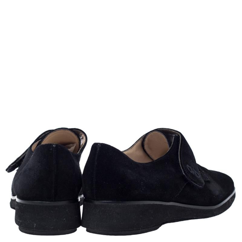 Salvatore Ferragamo Black Suede Velcro Strap Flats Size 37.5 3