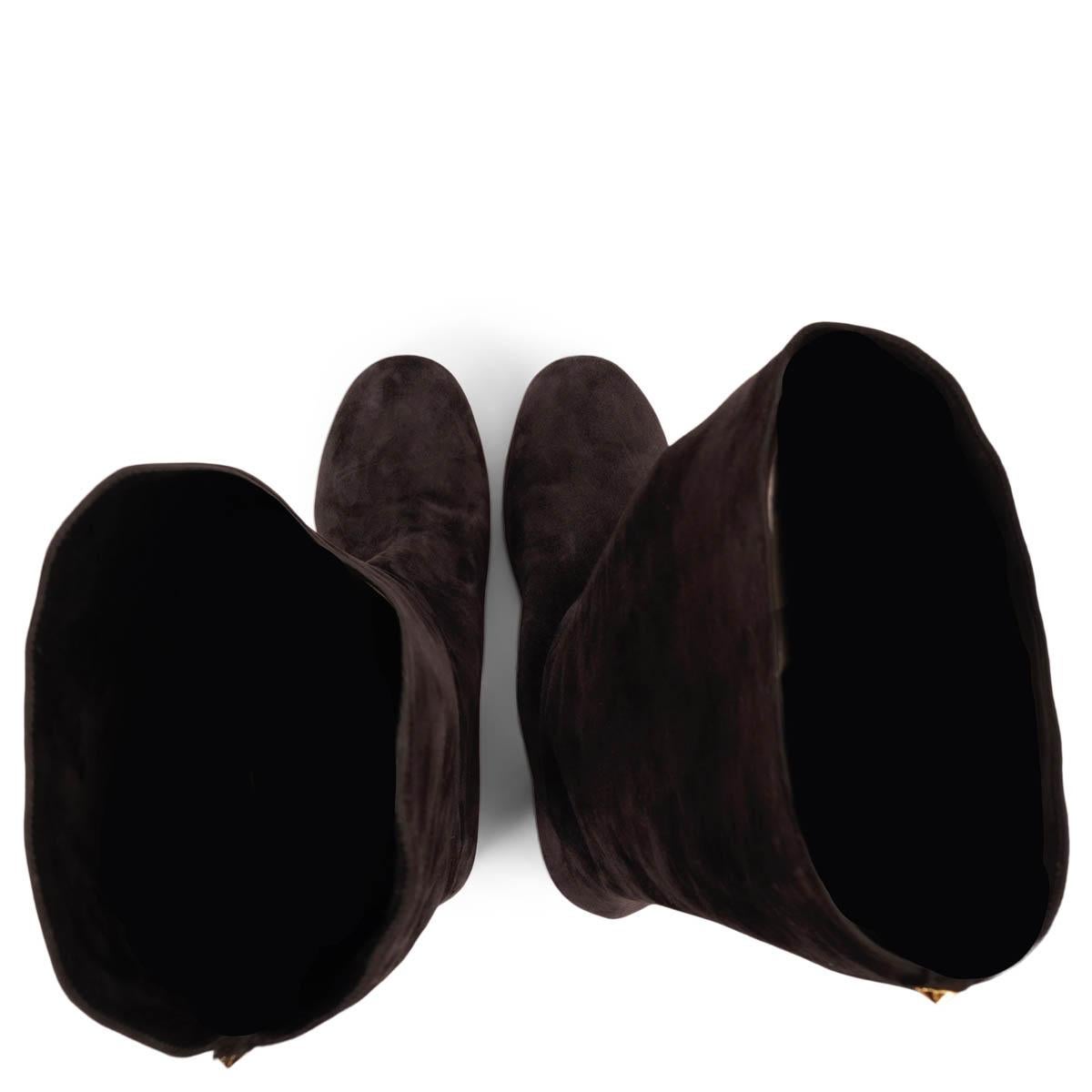 SALVATORE FERRAGAMO black suede VETTO 55 KNEE HIGH Boots Shoes 5.5 For Sale 1