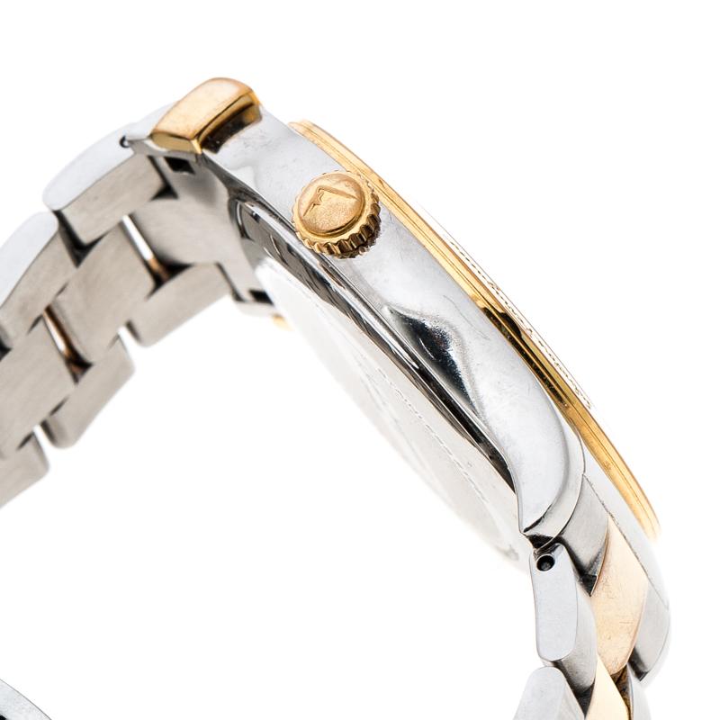 Contemporary Salvatore Ferragamo Black Sunray Two Tone Stainless Steel F62 Women's Wristwatch