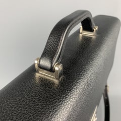 SALVATORE FERRAGAMO Black Textured Leather Briefcase / Bag