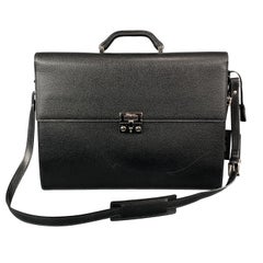 SALVATORE FERRAGAMO Black Textured Leather Briefcase / Bag