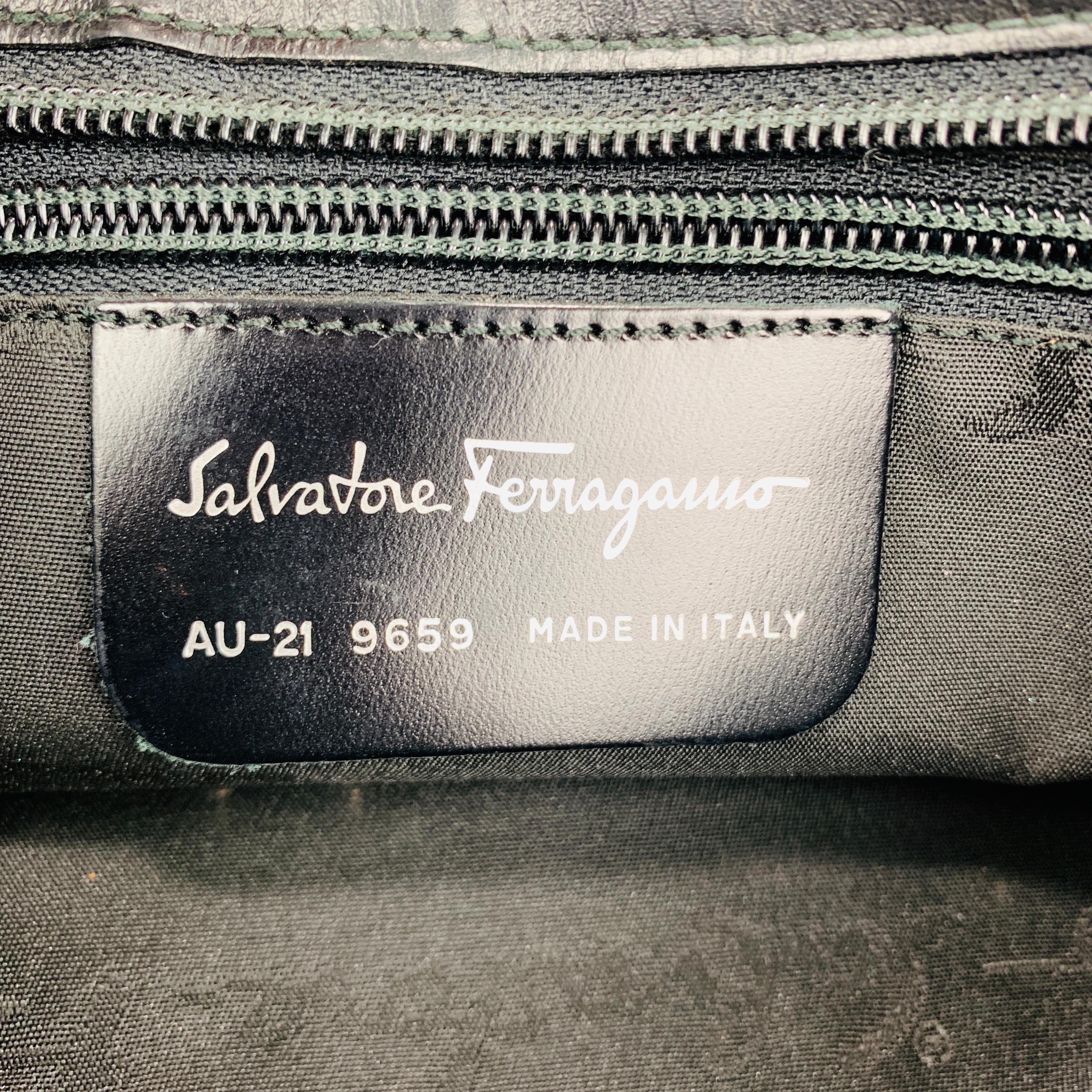 SALVATORE FERRAGAMO Black Twill Metal Woven Logo Chan Strap Handbag 7