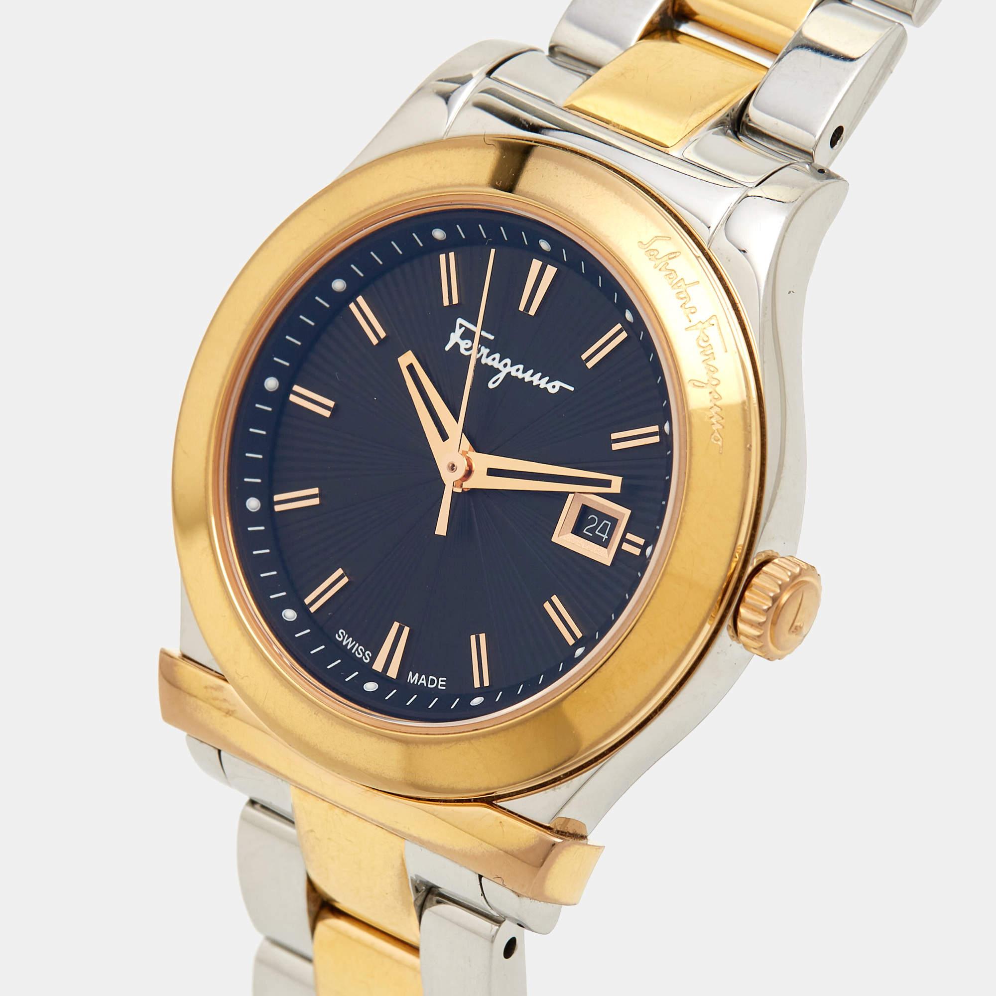 This Salvatore Ferragamo watch is characterized by its skillful craftsmanship and understated charm. Meticulously constructed to tell the time in an elegant way, it comes in a sturdy case and flaunts a seamless blend of innovative design and